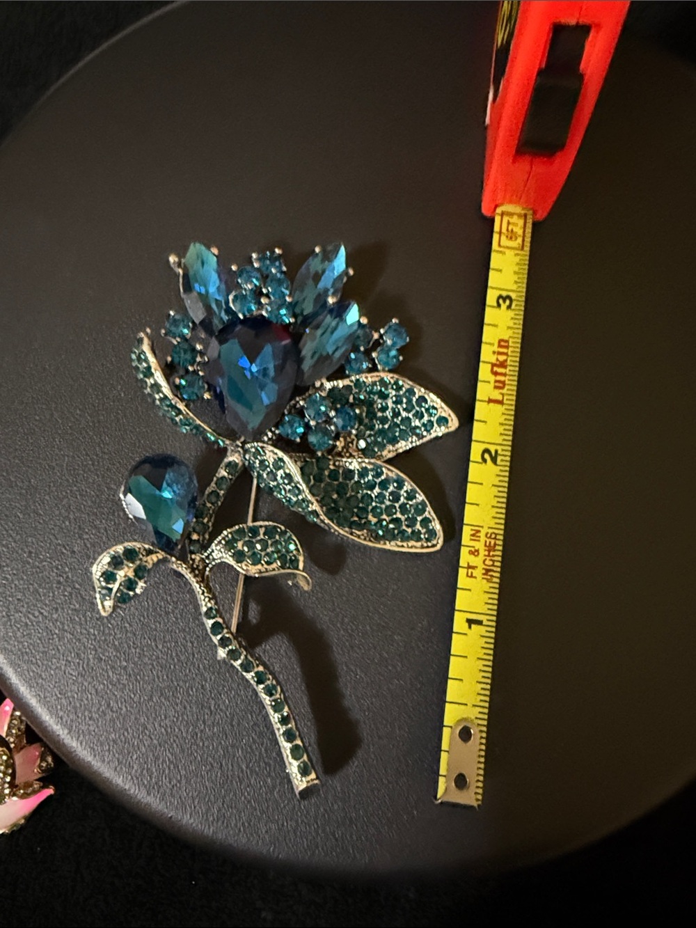 Blue Crystal Floral Brooch - Women's Jewelry